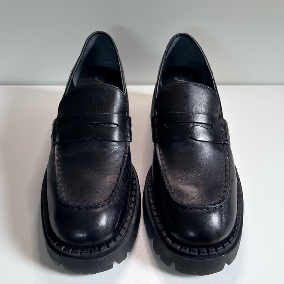 Free People Womens Loafers Shoes Lyra Lug Platform Black Leather EU 38.5 US 8 - Picture 4 of 15